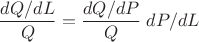 $$ \frac{dQ / dL}{Q} = \frac{dQ / dP}{Q} \; dP / dL $$