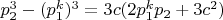 $p_2^3-(p_1^k)^3=3c(2p_1^kp_2+3c^2)$