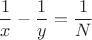 $$\frac{1}{x}-\frac{1}{y}=\frac{1}{N}$$