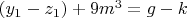 $(y_1-z_1)+9m^3=g-k$