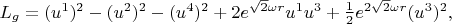$L_g=(u^1)^2-(u^2)^{2}-(u^4)^{2}+2e^{\sqrt{2}\omega r}u^1u^3
+\frac{1}{2}e^{2\sqrt{2}\omega r}(u^3)^{2},$