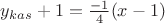 $y_{kas}+1=\frac{-1}{4}(x-1)$