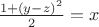 $\frac{1+(y-z)^2}{2}=x$