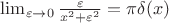 $\lim _{\varepsilon \to 0} \frac{\varepsilon}{x^2+\varepsilon^2} =\pi \delta(x)$