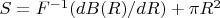 $S=F^{-1}(dB(R)/dR)+\pi R^2$