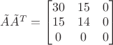$\tilde A \tilde A^T=\begin{bmatrix}30&15&0\\15&14&0\\0&0&0\end{bmatrix}$