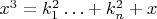 $x^3=k_1^2\ldots+k_n^2+x$