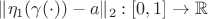$\|\eta_1(\gamma(\cdot))-a\|_2 : [0,1] \rightarrow \mathbb R$
