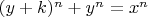 $(y+k)^n+y^n=x^n$