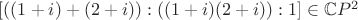 $[((1+i)+(2+i)) : ((1+i)(2+i)):1]\in\mathbb CP^2$