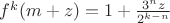 $f^k(m+z)=1+\frac{3^nz} {2^{k-n}}$