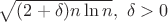 $\sqrt{(2+\delta)n\ln n},\ \delta>0$