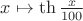 $x\mapsto\operatorname{th} \frac x{100}$