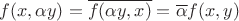 $f(x,\alpha y)=\overline{f(\alpha y,x)}=\overline{\alpha}f(x,y)$