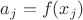 $a_j = f(x_j)$