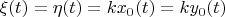 $\xi(t)=\eta(t)=kx_0(t)=ky_0(t)$