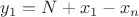 $y_1=N+x_1-x_n$