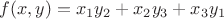 $f(x,y) = x_1y_2 + x_2y_3 + x_3y_1$