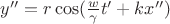 $y'' = r\cos(\frac{w}{\gamma}t' + k x'')$