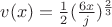 $v(x) = \frac{1}{2} (\frac{6x}{j})^{\frac{2}{3}}$