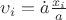$\upsilon_{i} = \dot a \frac {x_i} {a}$