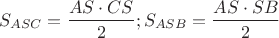 $$S_{ASC}=\dfrac{AS\cdot CS}{2};S_{ASB}=\dfrac{AS\cdot SB}{2}$$