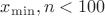 $x_{\min}, n < 100$