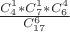 $\[\frac{C_{4}^{1}*C_{7}^{1}*C_{6}^{4}}{C_{17}^{6}}\]$