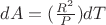 $dA=(\frac{R^2}{P})dT$