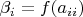 $\beta_i = f(a_{ii})$
