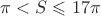 $\pi<S\leqslant 17\pi$