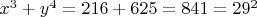 $x^3+y^4 = 216+625=841=29^2$