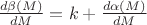 $\frac{d\beta(M)}{dM}=k+\frac{d\alpha(M)}{dM}$