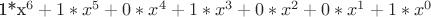 1*x^6+1*x^5+0*x^4+1*x^3+0*x^2+0*x^1+1*x^0