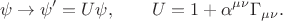 $$
\psi\to\psi'=U\psi,\qquad U=1+\alpha^{\mu\nu}\Gamma_{\mu\nu}.
$$