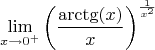 $$\lim_{x \to 0^+} \left( \frac{\arctg (x)}{x}\right)^{\frac{1}{x^2}}$$