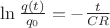 $\ln{ \frac{q(t)}{q_0}} = -\frac{t}{CR}$