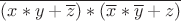 $\overline{(x*y+\overline{z})*(\overline{x}*\overline{y}+z)}$