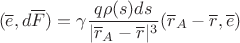 $$(\overline e,d\overline F)=\gamma\frac{q\rho(s)ds}{|\overline r_A-\overline r|^3}(\overline r_A-\overline r,\overline e)$$