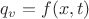 $q_v=f(x,t)$ $q_v=f(x,t)$