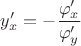 $y'_x = -\dfrac{\varphi'_x}{\varphi'_y}$