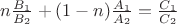 $n\frac{B_1}{B_2}+(1-n) \frac{A_1}{A_2} = \frac{C_1}{C_2}$