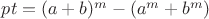 $\[
pt = (a+b)^m - (a^m+b^m) \tag{4}
\]$