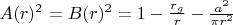 $A(r)^2=B(r)^2=1-\frac{r_g}{r}-\frac{a^2}{\pi r^2}$