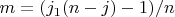 $m=(j_1 (n-j)-1)/n$