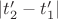 $|t_2' - t_1'|$