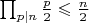 $\prod_{p|n}\frac{p}{2}\leqslant\frac{n}{2}$