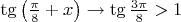 $\tg\left(\frac{\pi}8+x\right)\to\tg\frac{3\pi}8>1$
