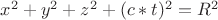 $x^2+y^2+z^2+(c*t)^2=R^2$