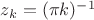 $z_k=(\pi k)^{-1}